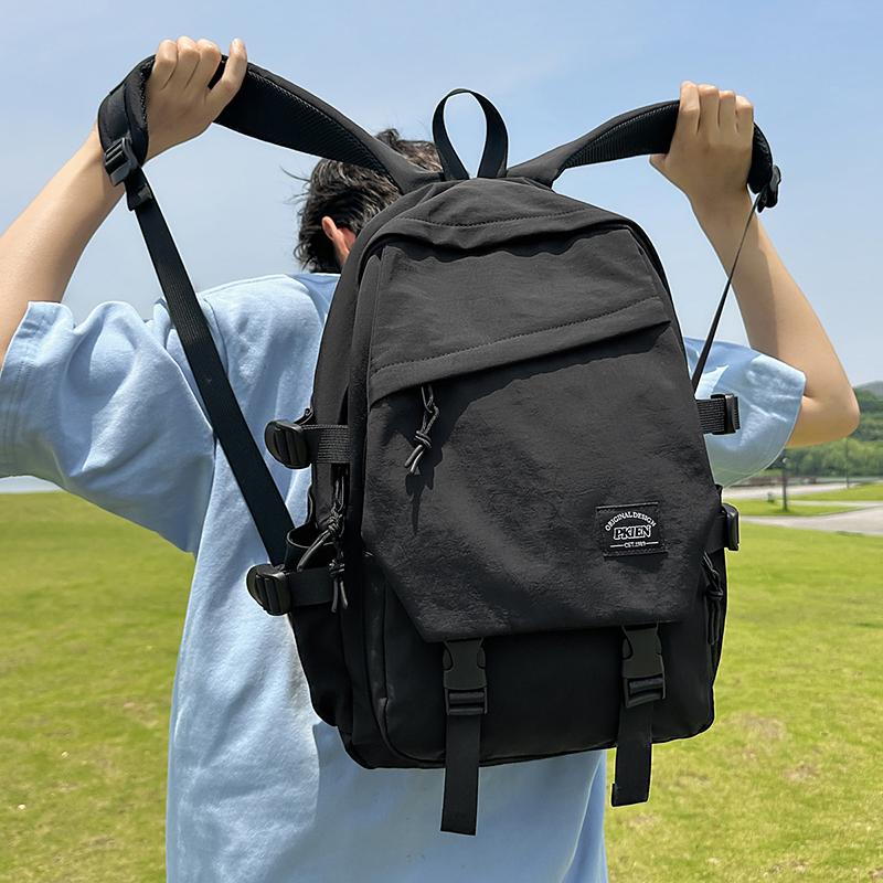 Junior High School Student Schoolbag Men's Solid Color Backpack Women's Travel Backpack