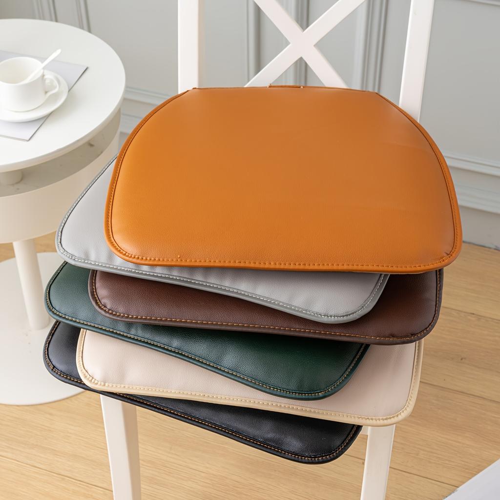 Faux Leather Thick Chair Cushions D-Shaped Cover And Ties Chair Pads for Indoor Dining Room And Kitchen Chairs