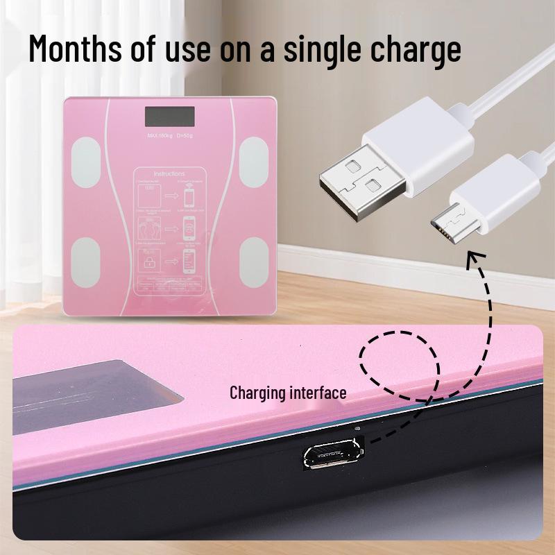 Smart Minimalist Rechargeable Health Monitor: Accurate Electronic Body Fat & Weight Scale