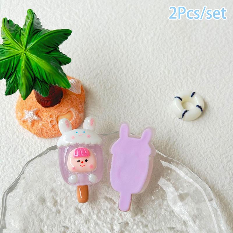 2Pcs Luminous Popsicle Doll Micro Landscape Figure Ornament Outdoor Glowing Miniature Statue Potted Mini Garden Accessories