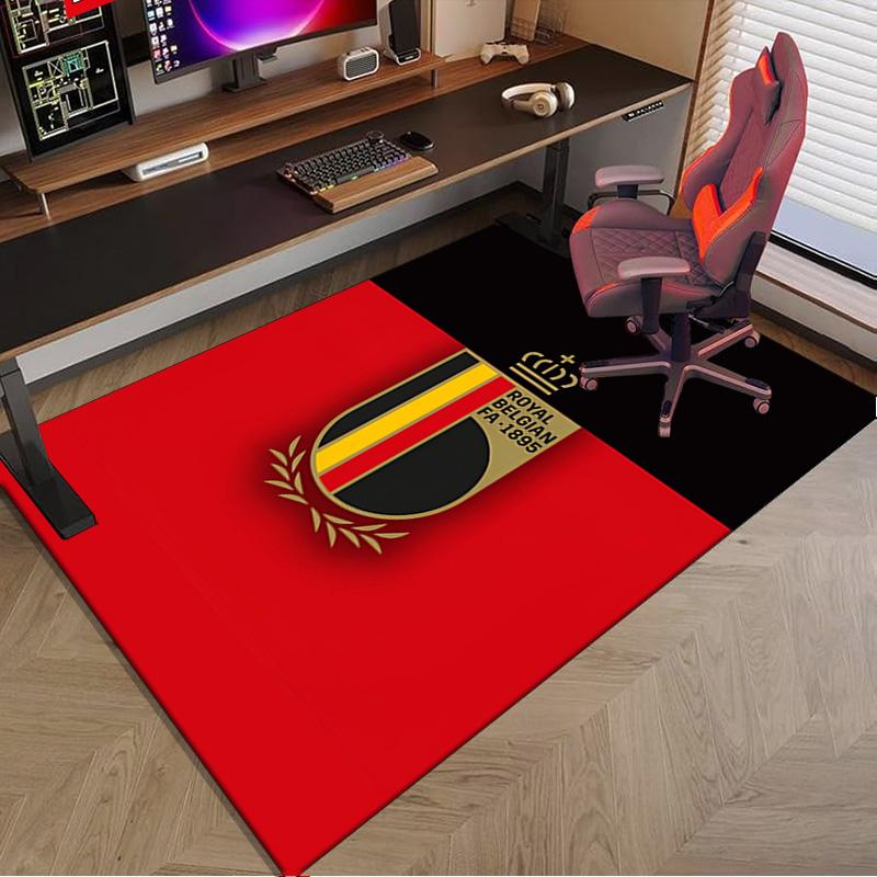 Belgium Football Crest Emblem Area Rug Office rug, Chair Rug, Decor Carpet Livingroom bedroom Mat, Large Size Fan gifts Christmas gifts
