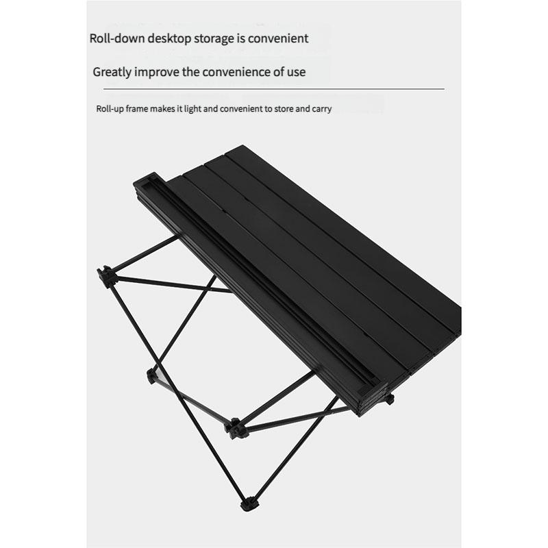 Lightweight Aluminum Folding Table Portable Camping Desk Compact Roll Top Design for Outdoor Picnic Barbecue Beach
