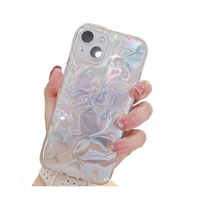Luxe Laser Transparent Phone Case for iPhone 14/16 Pro Max with Water Ripple Design iPhone 16 Plus