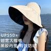 Vinyl Empty Top Sun Hat Women's Summer Sun Protection Hat UV Protection Face Bucket Hat Foldable Adjustment Big Head Circumference