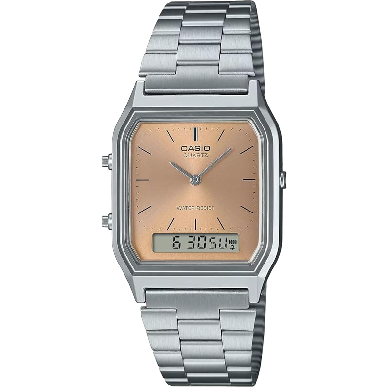 

[Casio] CASIO Ana-Digi ANA-DIGI quartz watch vintage series AQ-230A-4AMQY unisex dual time apricot overseas model [product]