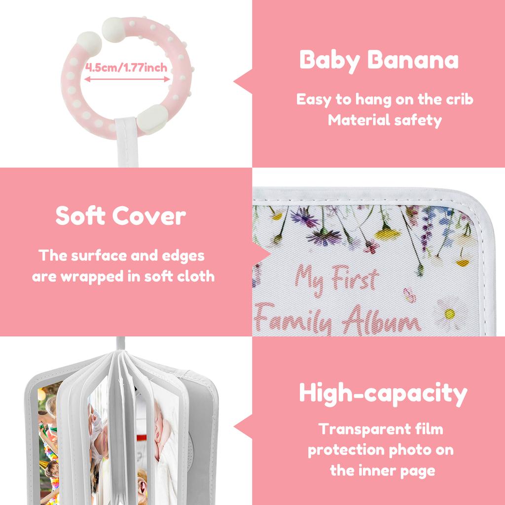 Super Soft Baby Commemorative Handbook with Hook Can Hold 17 Photos To Record Baby's Growth Photo Commemoration