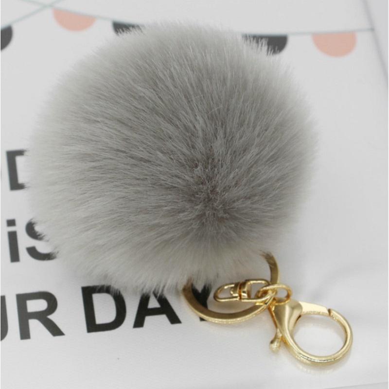 Adorable Cute Soft Rabbit Fur Ball Plush Key Chain For Bags And Car Accessories