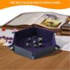 1pc Rolling Folding Hexagon Dice Game Storage Tray Holder Double Sided Thick PU Leather&Velvet Dice Mat Office Supplies
