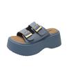 2025 New Beautiful One-word Boken Sandals Small Boken Slippers Muffin Platform Sandals