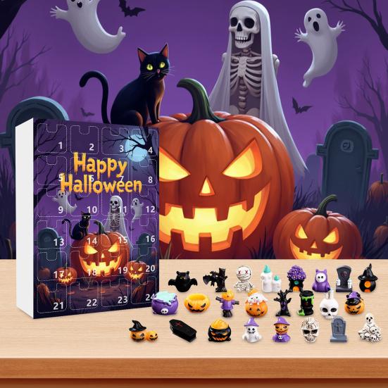 Halloween Countdown 24 Days Advent Calendar Mini Statues Multi-purpose Holiday Countdown Small Creepy Resin Figurines Set