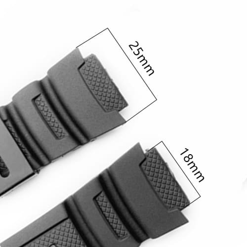 Ersatz-Silikonarmband für Casio AQ-S810W/S800W, SGW-300H/400H, W-216H/735H, wasserdichtes und stoßfestes Gummiarmband, 18mm Anstoßbreite, schwarz buc