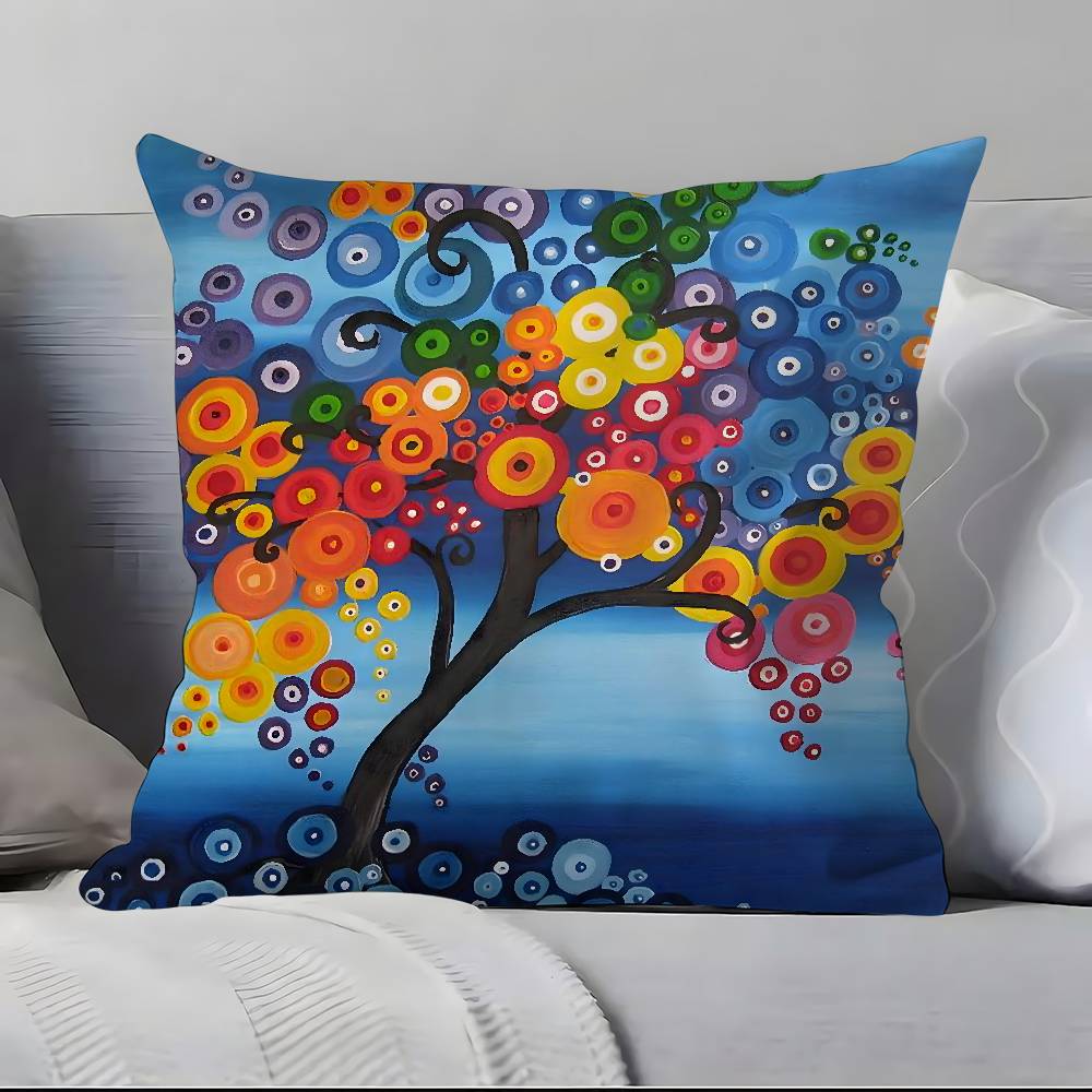 Colored Tree Pillow Case  Ultra Soft Skin Friendly Fabric Cloud Like Comfort & Concealed Zipper