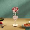 Wood Mama Rose Decoration with Stable Round Base Wooden 3D Carved Rose Flower Desktop Ornament Romantic Mother's Day Gift