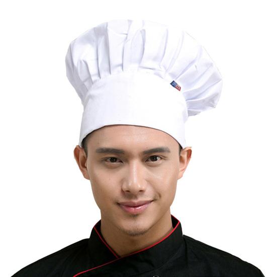 Chef Hat Solid Color Flat Top Pleated Design Breathable Cotton Chef Hat Adjustable Fit Lightweight Cooking