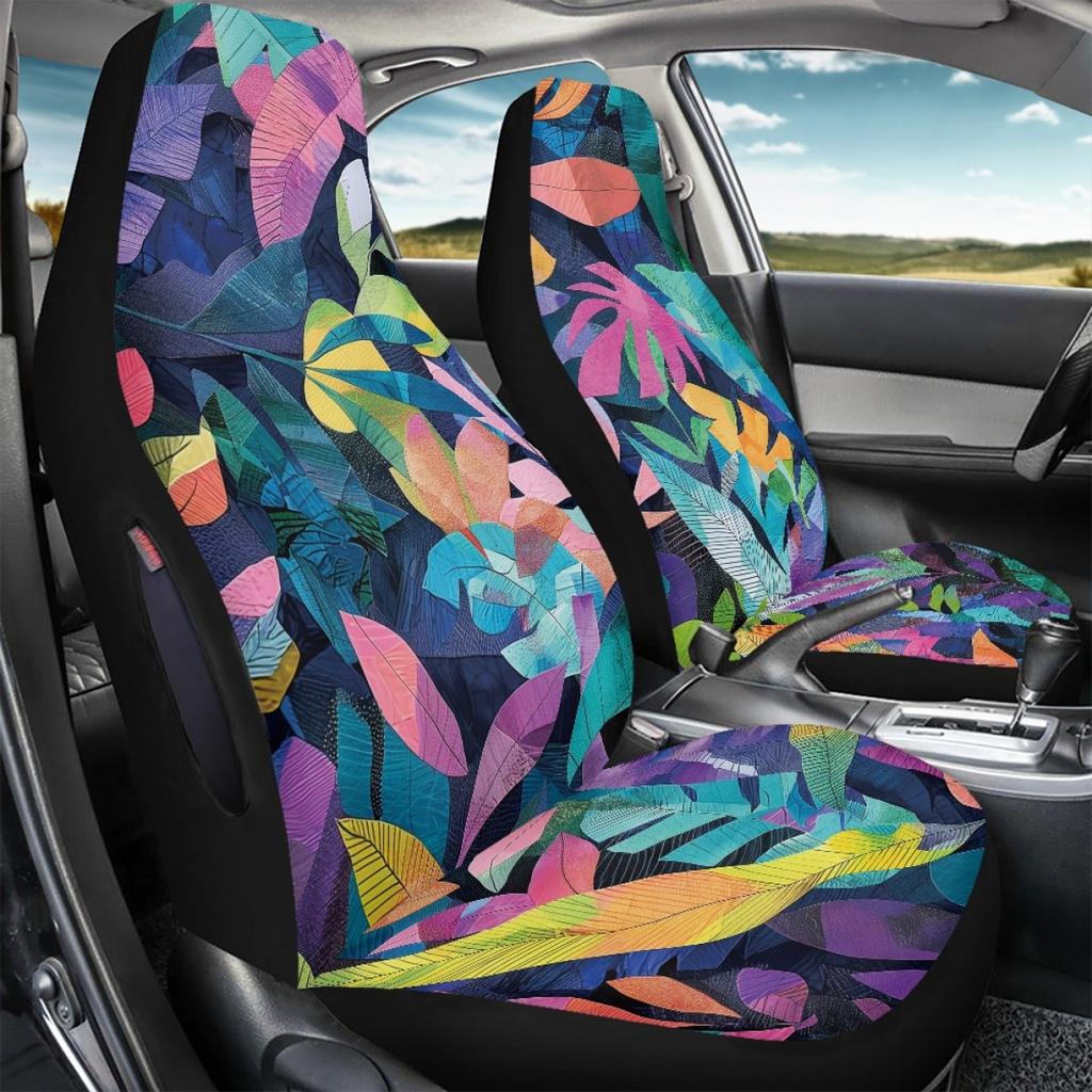 Abstract Pattern Auto Seat Covers Waterproof Digital Print Airbag Compatible Front Rear Seat Protectors Universal Fit Full Set