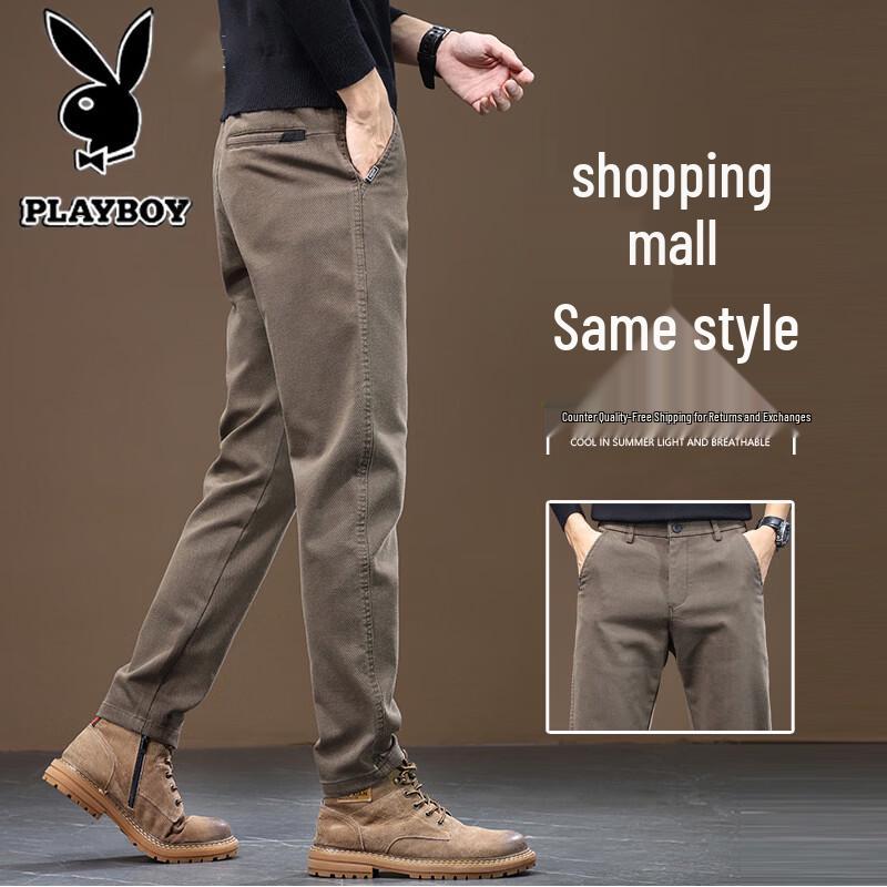 

PLAYBOY Men s Summer Straight Fit Stretch Casual Pants 34