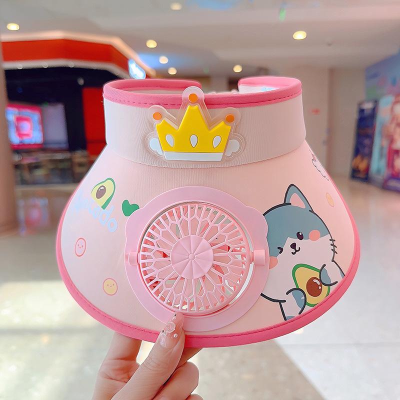 Sonnenhut mit Ventilator Kinder Sonnenschutzhut Jungen und Mädchen Sommer UV Zylinder Baby Sonnenhut