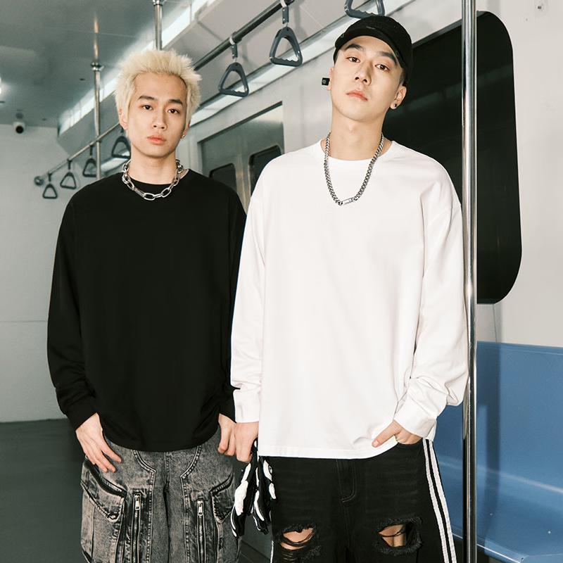 GENIOLAMODE Men's Loose Fit Round Neck Long Sleeve T-Shirt