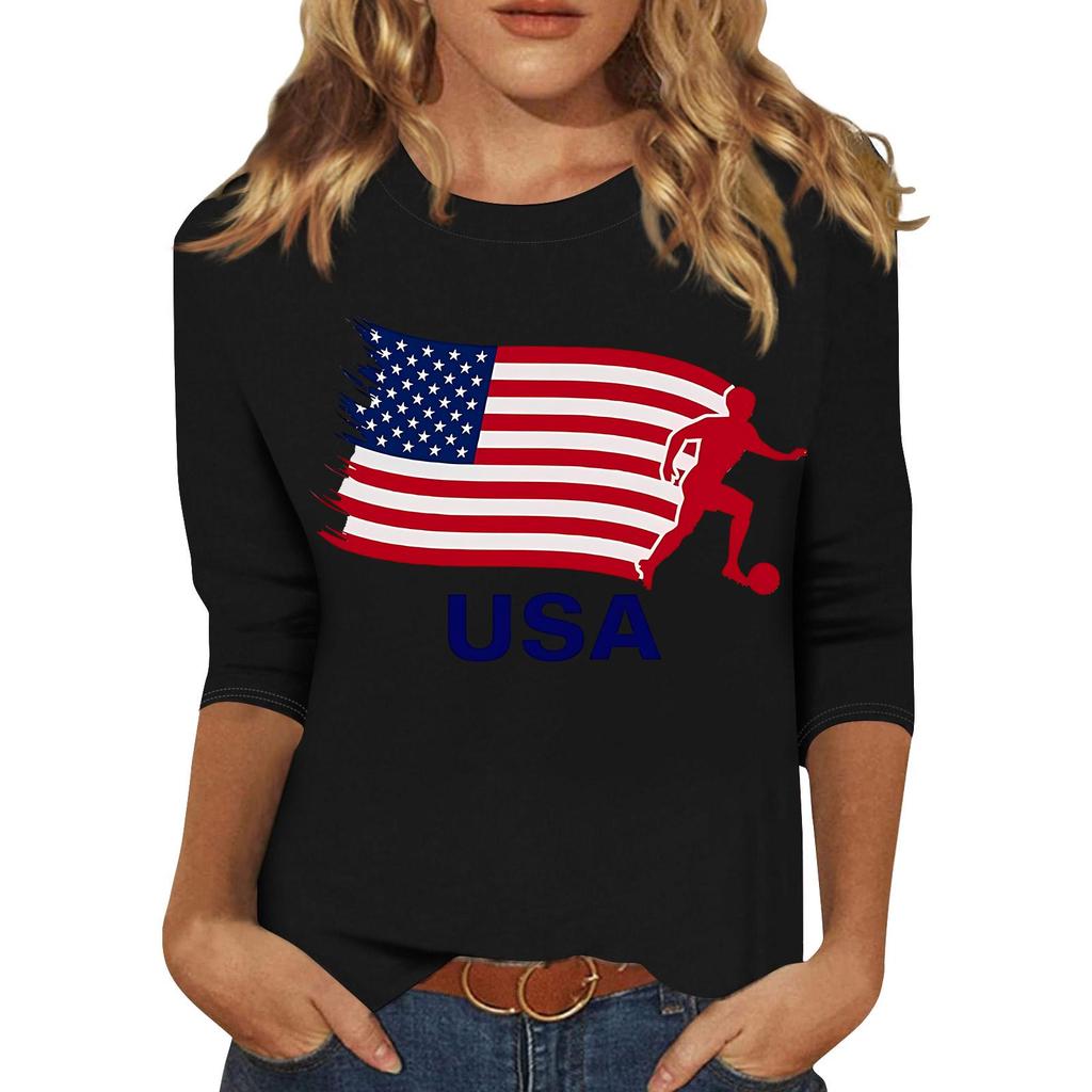 Modischer Lässiger Damen-Pullover mit Dreiviertelärm und 250. Unabhängigkeitstag-Aufdruck