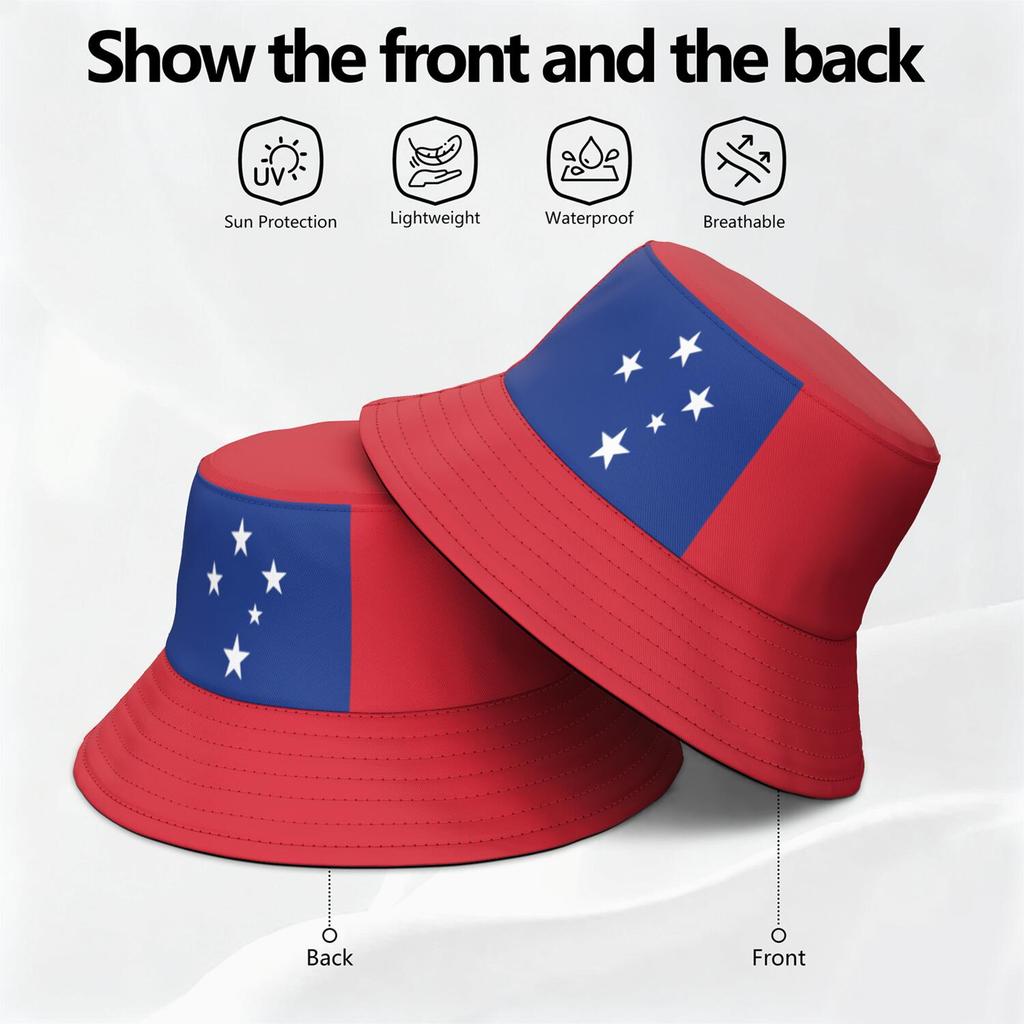 Samoa Fisherman Hats Custom Made Name Number Team Logo Bucket Cap Country Travel West Nation Samoan Flag Print Photo Headgear