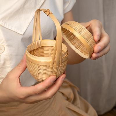 Woven Basket Bamboo Kitchen Organizer Portable Stylish Home Restaurant Crafts Compact Decorative
