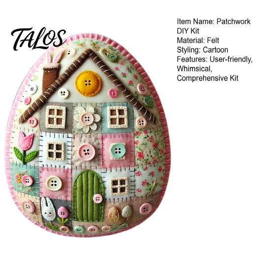 Patchwork Felt Art Project Egg House Kit DIY Craft Spring Celebration Decorations Easter Decor Embroidered for Basket Fillers Handmade