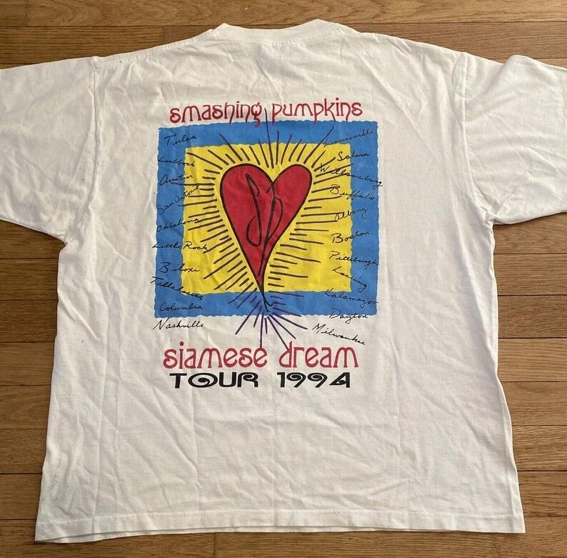 

100% хлопок ТОПЫ UNISEX ФУТБОЛКИ МУЖСКИЕ ЖЕНСКИЕ The Smashing Pumpkins Siamese Dream Tour 1994 Футболка 90-е The Smashing Pumpkins Ту S белый