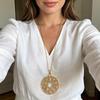 Bohemian Matte Gold Round Pendant Long Necklace - In Stock