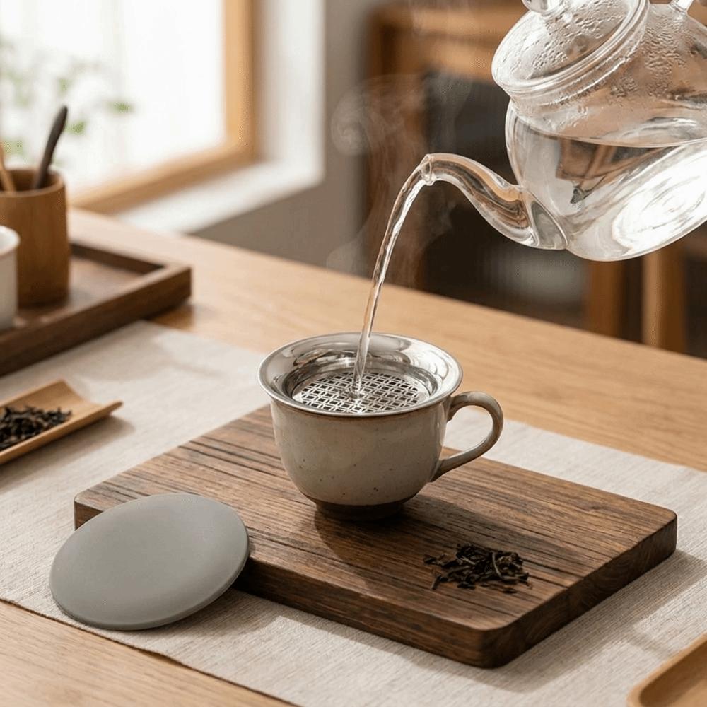 High Temperature Resistant Stainless Steel Tea Infuser Sturdy with Silicone Dust Cover Tea Strainer Fine Mesh Tea Filter