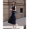 Demana Women's Anti-Bacterial Stand Collar Vest & Skirt-Pants Set