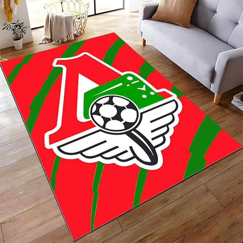 Red and Green Football Logo Carpet Suitable As a Non-slip Mat for the Living Room or Bedroom Sofa