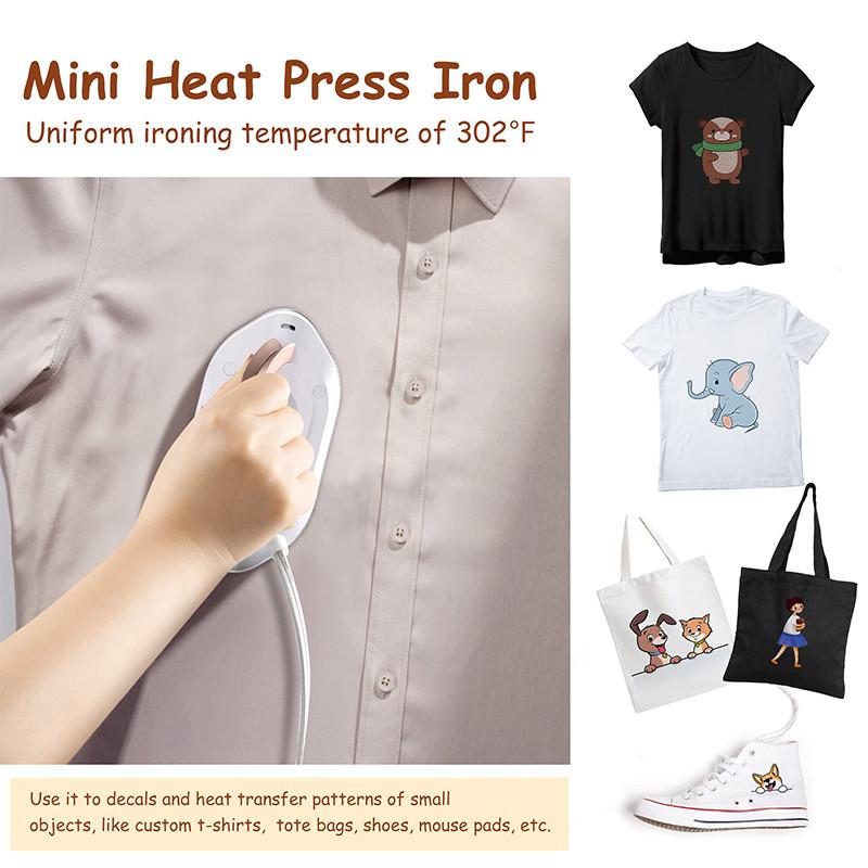 Portable Mini Heat Press Iron 120V/240V Dual Voltage Design Travel Iron 30S Fast Preheating Small Handheld Iron