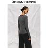 UR 2025 Autumn Women's Slim Fit Color-block Long-sleeve T-shirt