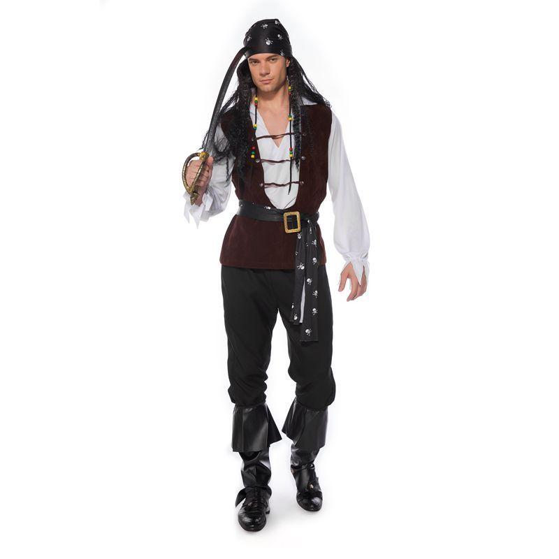 Men Pirate Captain Cosplay Costume Jack Sparrow Style for Halloween Masquerade