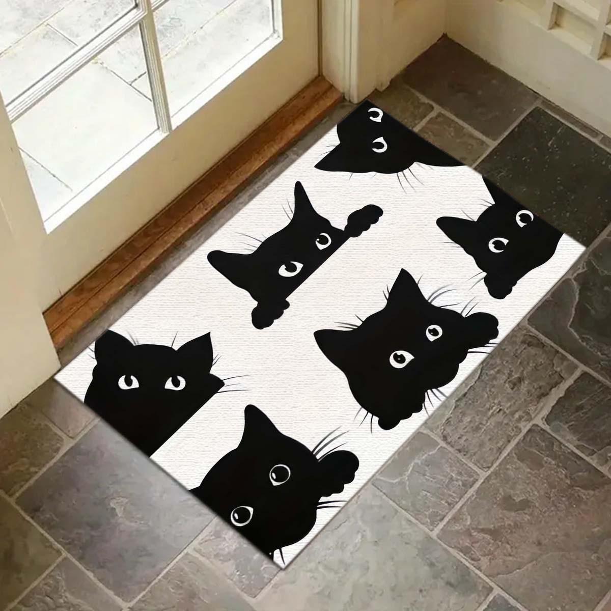 

1pc black cat pattern kitchen carpet, anti-fouling carpet, bedroom, living room, bathroom floor mat, family room decoration 50x80cm