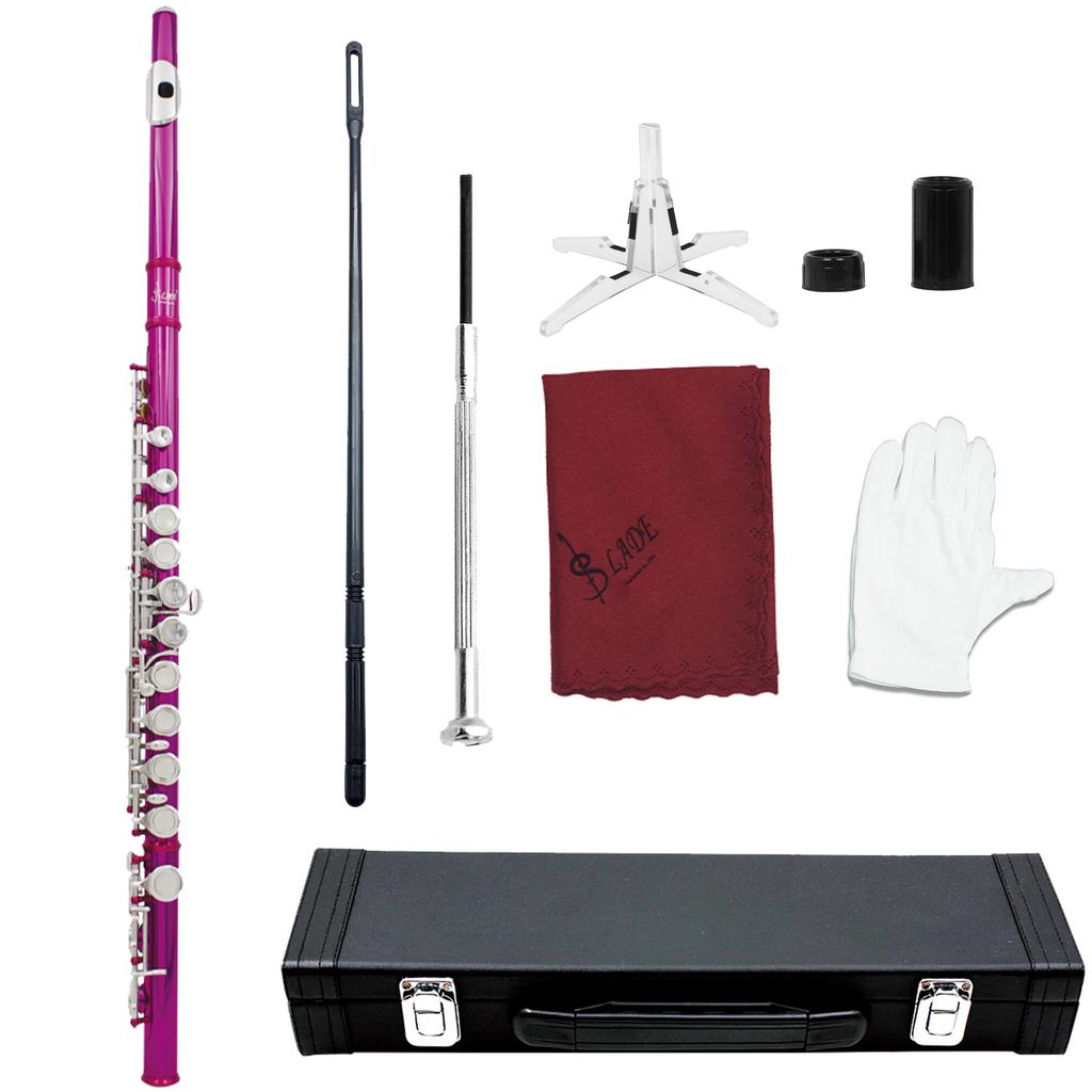 SLADE Rosey Flute 16 Closed Holes Flute C Key Flute with E Key Pro Woodwind Instruments Transverse Flute for Concert Performance