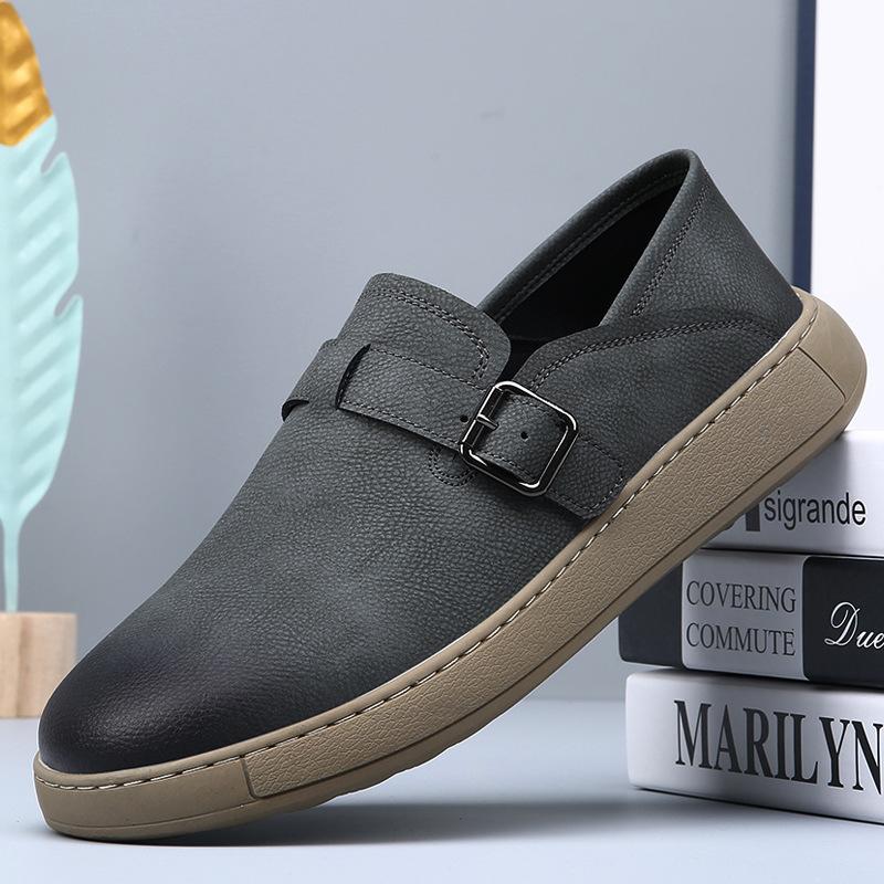 Summer Men's Shoes Leather Retro Lazy Casual Leather Shoes Men's Soft Sole Light One Pedal Versatile Breathable