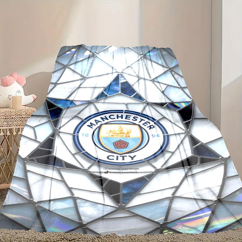 1pc Comfortable Home Print Throw Blanket, Manchester United Manchester City Blanket For Bed and Sofa Use, Special Present For Family