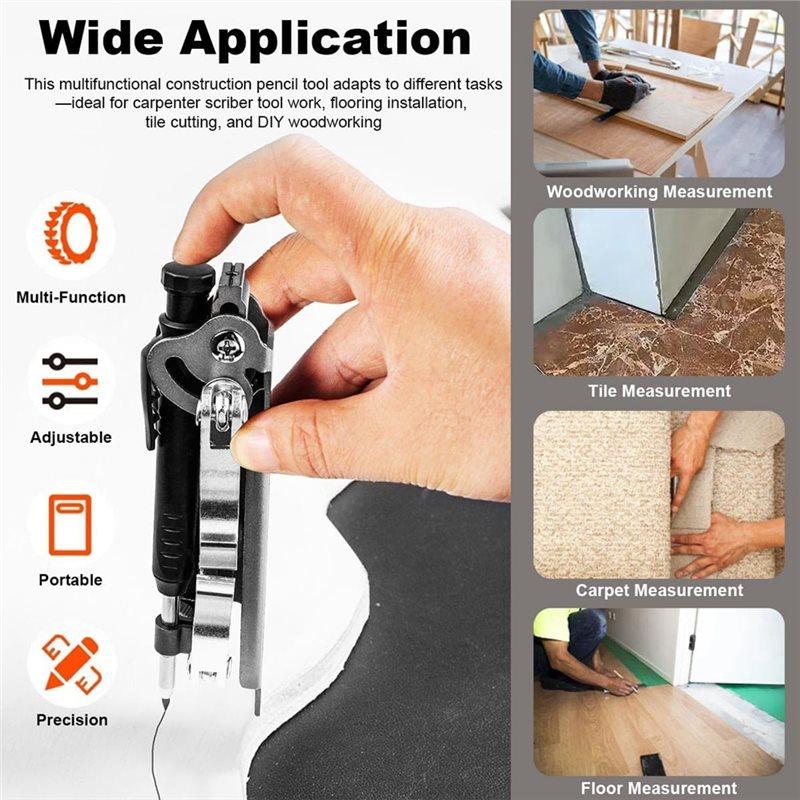 AB34-Deep Hole Punching Scribing Tool With Multifunctional Pencil Woodworking Scribe Gauge Scriber Line Maker Measuring Device