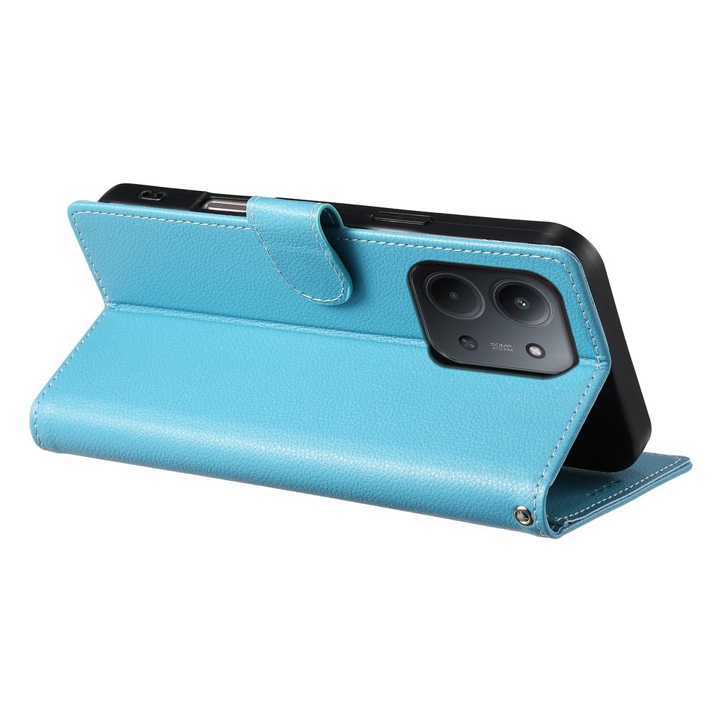 For Xiaomi Redmi 15C 5G (EU) (173mm)/4G (EU) (173mm) Case Magnetic Snap Litchi Texture Leather Wallet Phone Cover with Wrist Strap