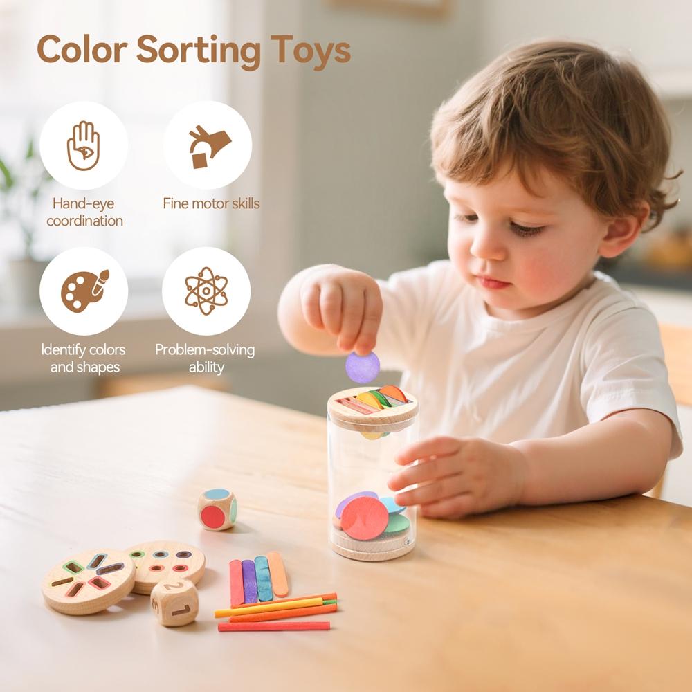 Montessori Spielzeug Holz Farbsortierspielzeug Feinmotorik Sensorische Zuordnungsspiele Farbe Und Form Erkennung Spielzeug Set Babygeschenk