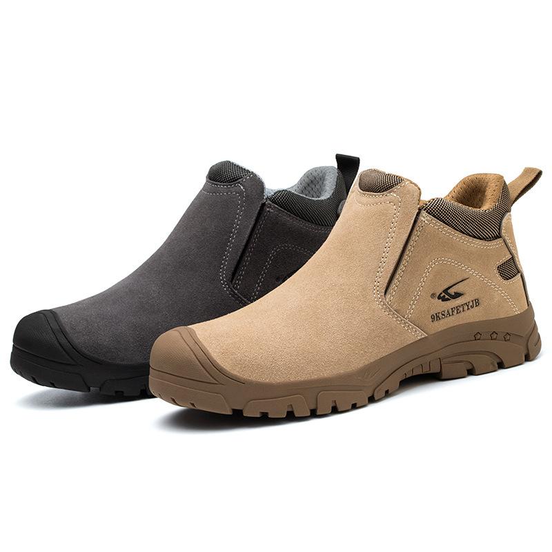 men's luxury fashion steel toe caps boots cow suede leather work shoes outdoors worker safety chelsea boot security ankle botas