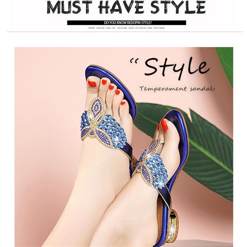 Summer Flip Flops Casual Shoes Sexy Crystal Rhinestone Design Sandal Hot Ladies Leather Fashionable Sexy Slippers
