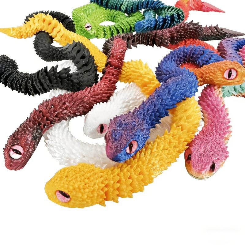 3-Pack 3D-Printed Animals - Venomous Snake, 3D-Printed Snake Toy with Articulated Skeleton