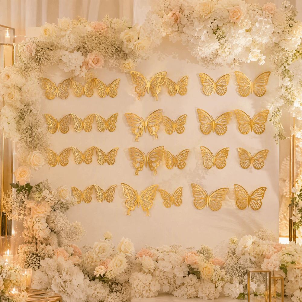 72Pcs 3 sizes Butterfly Wall Stickers Easy Cleaning Hollow Butterfly Sticker Home Decor