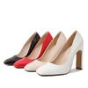 10cm Square Head Fashion Light Mouth High Heel Single Shoes Women's Thick Heel Patent Leather Red Dress Bridal Wedding Shoes WZ
