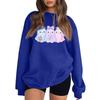 Women's Color Neck Long Sleeve Loose Fit Sweatshirt with Halloween Print