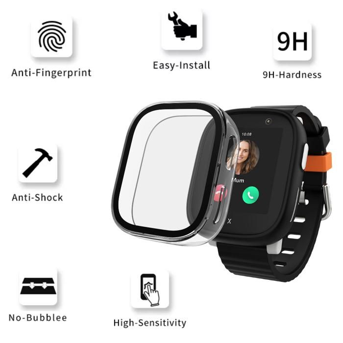 Hülle kompatibel Xplora X6 Play - Hartschutzhülle transparent Hülle Displayschutz aus gehärtetem Glas