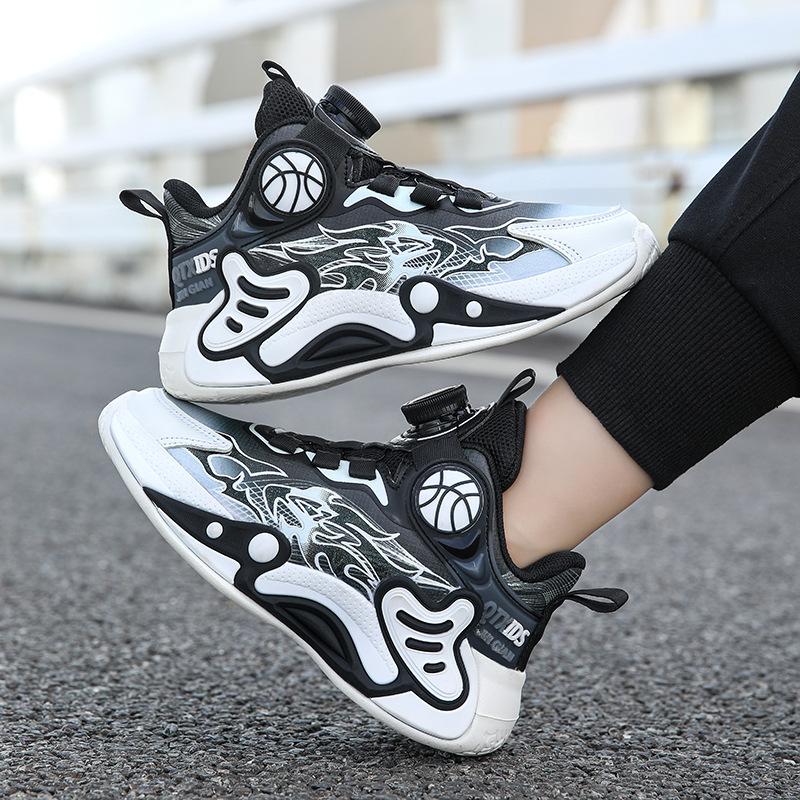 

Мальчиковые туфли бархатные 2025 весна и осень новые детские дышащие баскетбольные кроссовки спортивная обувь для детей среднего и старшего возраста вращающаяся пряжка cla 40