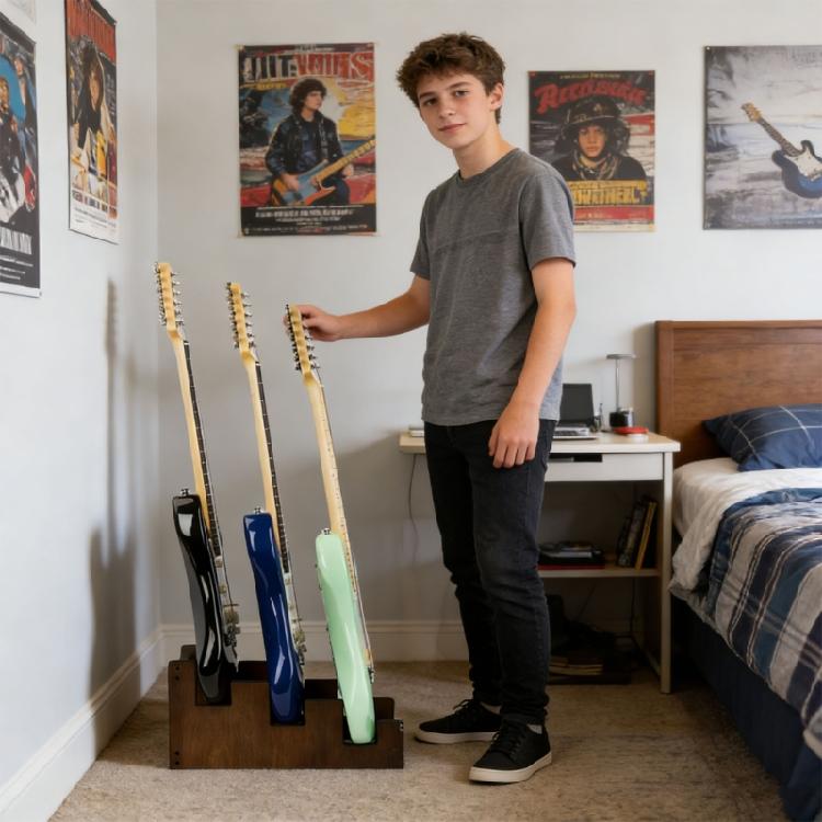 Handcrafted Wood Guitar Stand For Electric Instruments Featuring Strong Construction And Polished face